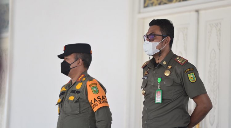 Terkait Pelaksanaan PPKM Level IV Pekanbaru Satpol PP Riau Turunkan 60 Personel