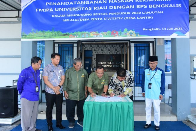 Sukseskan Desa Cantik, BPS Bengkalis dan FMIPA Universitas Riau Tandatangani Naskah Kerjasama