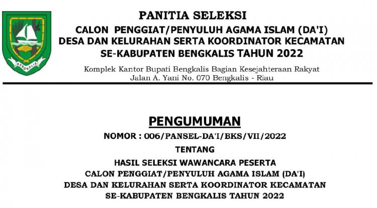 126 Da'i Desa/Kelurahan serta Koordinator Kecamatan Dinyatakan Lulus