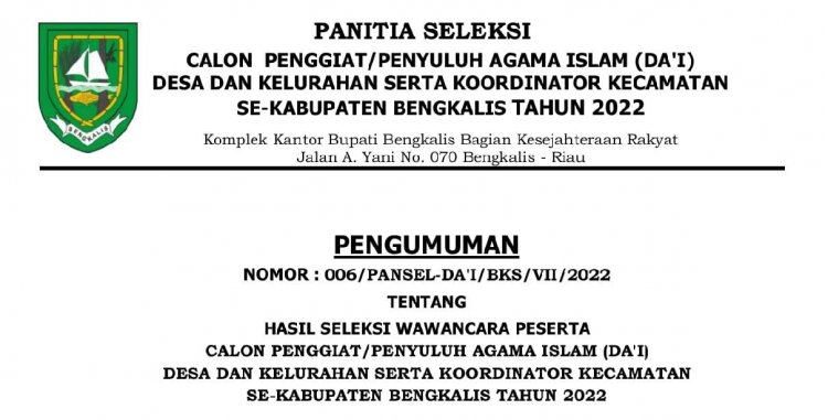 126 Da'i Desa/Kelurahan serta Koordinator Kecamatan Dinyatakan Lulus